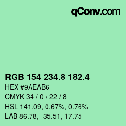カラーコード: RGB 154 234.8 182.4 | qconv.com