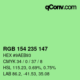 Color code: RGB 154 235 147 | qconv.com