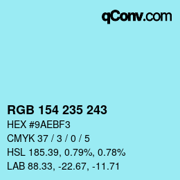 Color code: RGB 154 235 243 | qconv.com