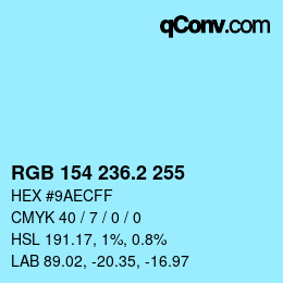 Color code: RGB 154 236.2 255 | qconv.com
