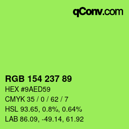 Color code: RGB 154 237 89 | qconv.com