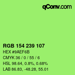 カラーコード: RGB 154 239 107 | qconv.com