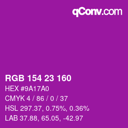 Color code: RGB 154 23 160 | qconv.com