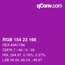 Color code: RGB 154 23 166 | qconv.com