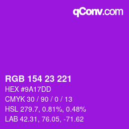Color code: RGB 154 23 221 | qconv.com