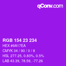 Color code: RGB 154 23 234 | qconv.com