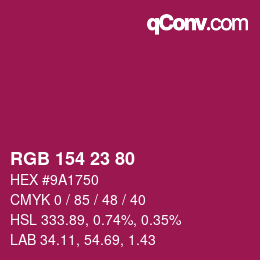 Color code: RGB 154 23 80 | qconv.com