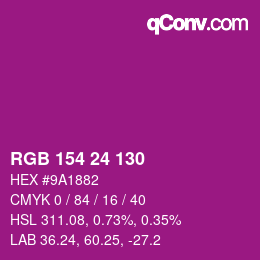 Color code: RGB 154 24 130 | qconv.com