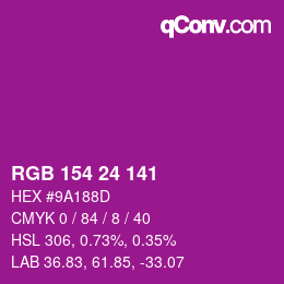 Color code: RGB 154 24 141 | qconv.com