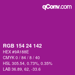 Color code: RGB 154 24 142 | qconv.com