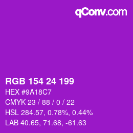 カラーコード: RGB 154 24 199 | qconv.com