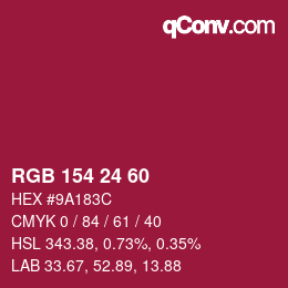 カラーコード: RGB 154 24 60 | qconv.com