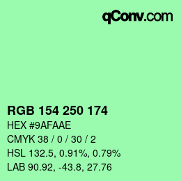 Color code: RGB 154 250 174 | qconv.com