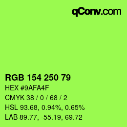 颜色代码: RGB 154 250 79 | qconv.com