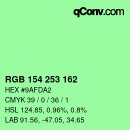 Farbcode: RGB 154 253 162 | qconv.com