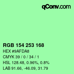 カラーコード: RGB 154 253 168 | qconv.com