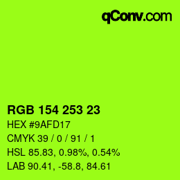 Color code: RGB 154 253 23 | qconv.com