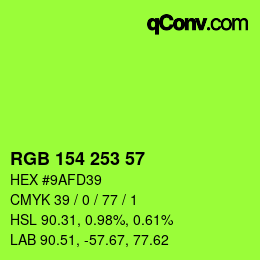Color code: RGB 154 253 57 | qconv.com