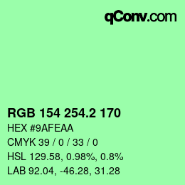 カラーコード: RGB 154 254.2 170 | qconv.com