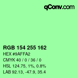 Color code: RGB 154 255 162 | qconv.com