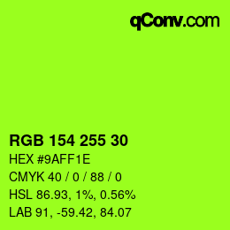 Color code: RGB 154 255 30 | qconv.com