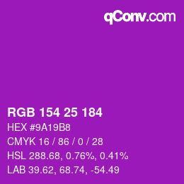 Color code: RGB 154 25 184 | qconv.com