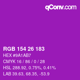 カラーコード: RGB 154 26 183 | qconv.com