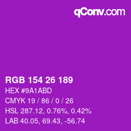 Color code: RGB 154 26 189 | qconv.com