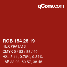 Color code: RGB 154 26 19 | qconv.com