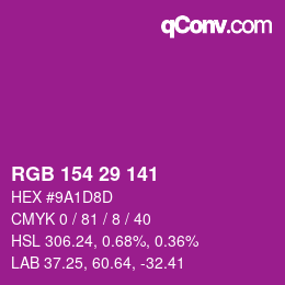 カラーコード: RGB 154 29 141 | qconv.com