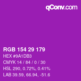 Color code: RGB 154 29 179 | qconv.com