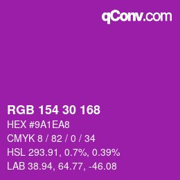 Color code: RGB 154 30 168 | qconv.com