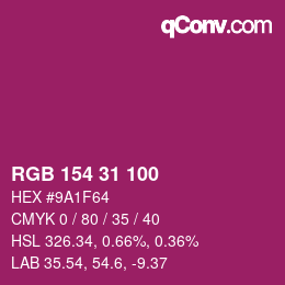 Color code: RGB 154 31 100 | qconv.com