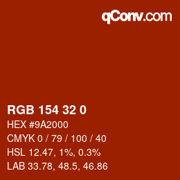 Color code: RGB 154 32 0 | qconv.com