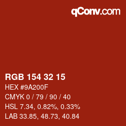 Color code: RGB 154 32 15 | qconv.com
