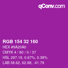 Color code: RGB 154 32 160 | qconv.com