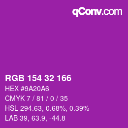 Color code: RGB 154 32 166 | qconv.com
