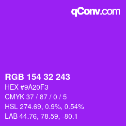 Color code: RGB 154 32 243 | qconv.com