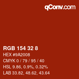 Color code: RGB 154 32 8 | qconv.com