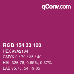 Color code: RGB 154 33 100 | qconv.com