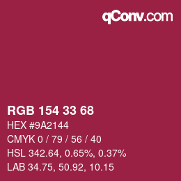 Color code: RGB 154 33 68 | qconv.com