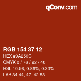 Color code: RGB 154 37 12 | qconv.com