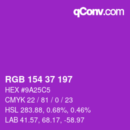 カラーコード: RGB 154 37 197 | qconv.com
