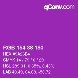 Color code: RGB 154 38 180 | qconv.com