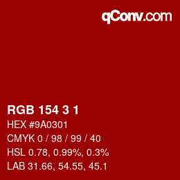 Color code: RGB 154 3 1 | qconv.com