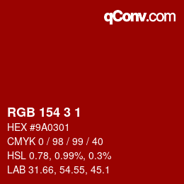 カラーコード: RGB 154 3 1 | qconv.com
