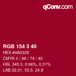 Color code: RGB 154 3 40 | qconv.com