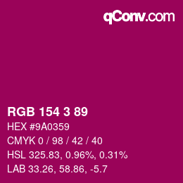 カラーコード: RGB 154 3 89 | qconv.com