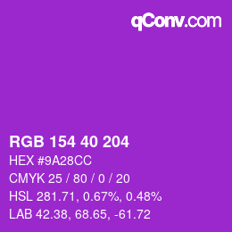 Color code: RGB 154 40 204 | qconv.com