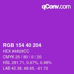 Color code: RGB 154 40 204 | qconv.com